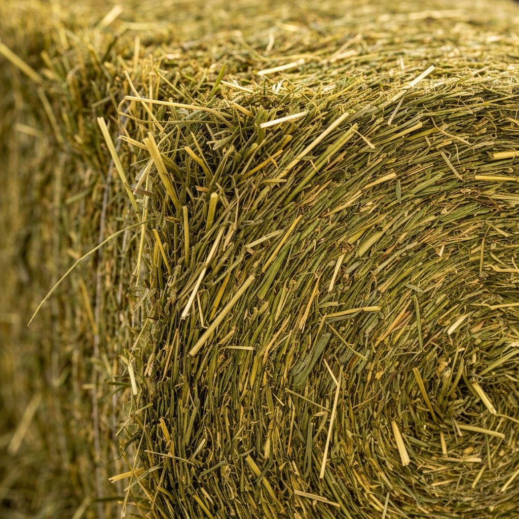 Close-up of compressed Rhodes grass hay bale texture