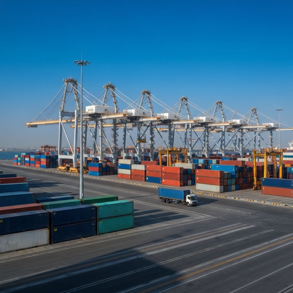 United Arab Emirates port and shipping containers