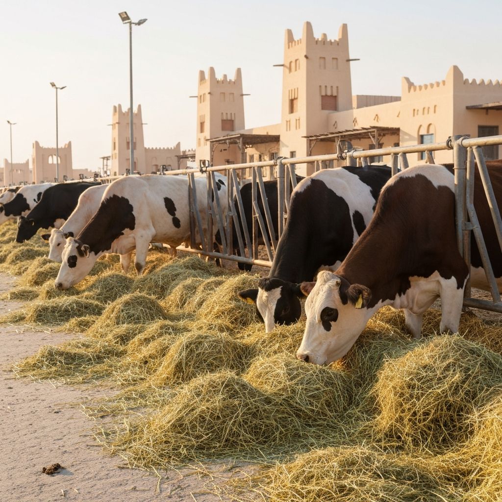 Dairy Cattle eating Rhodes grass hay